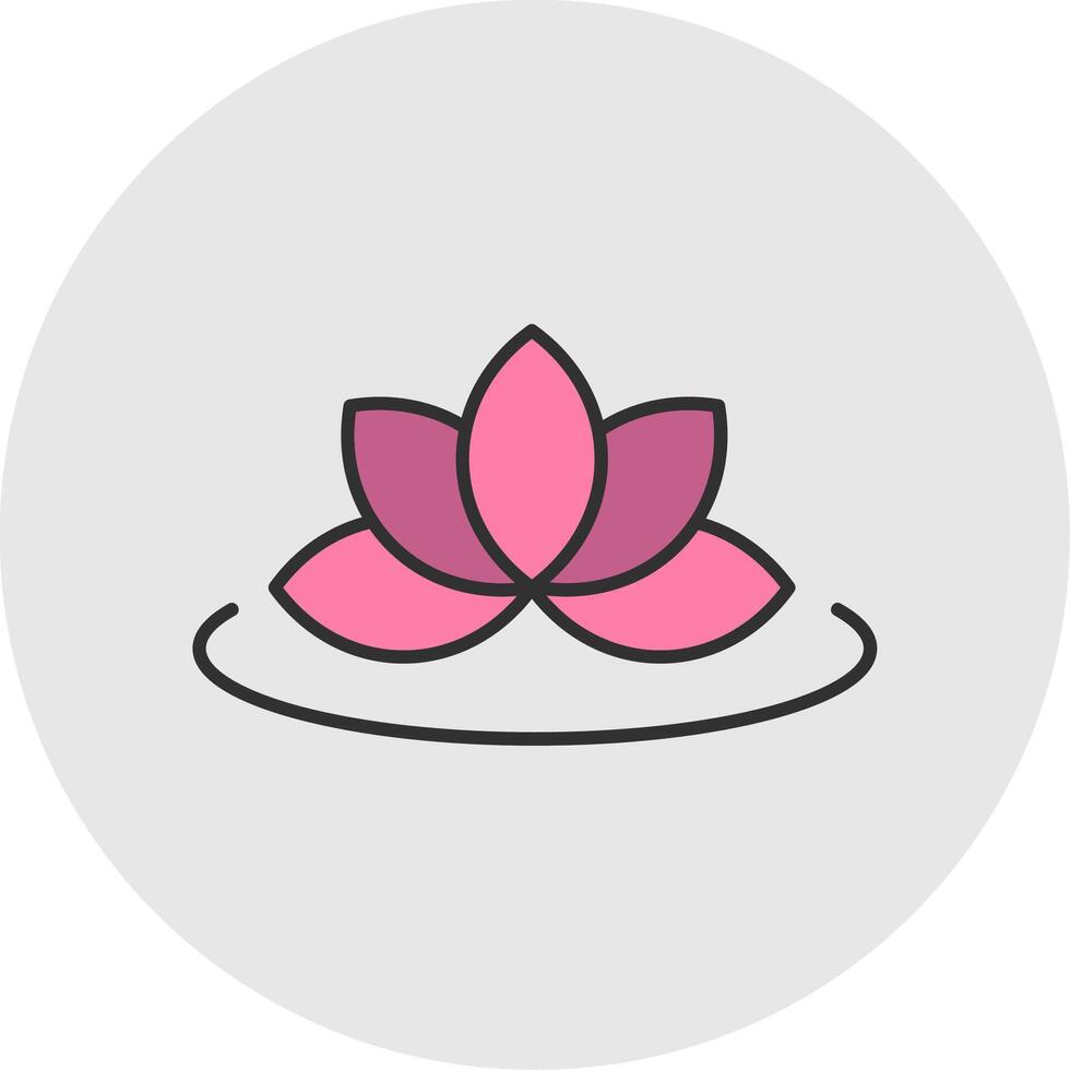 Lotus Line Filled Light Circle Icon vector