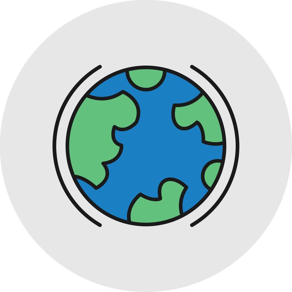 Earth Line Filled Light Circle Icon vector