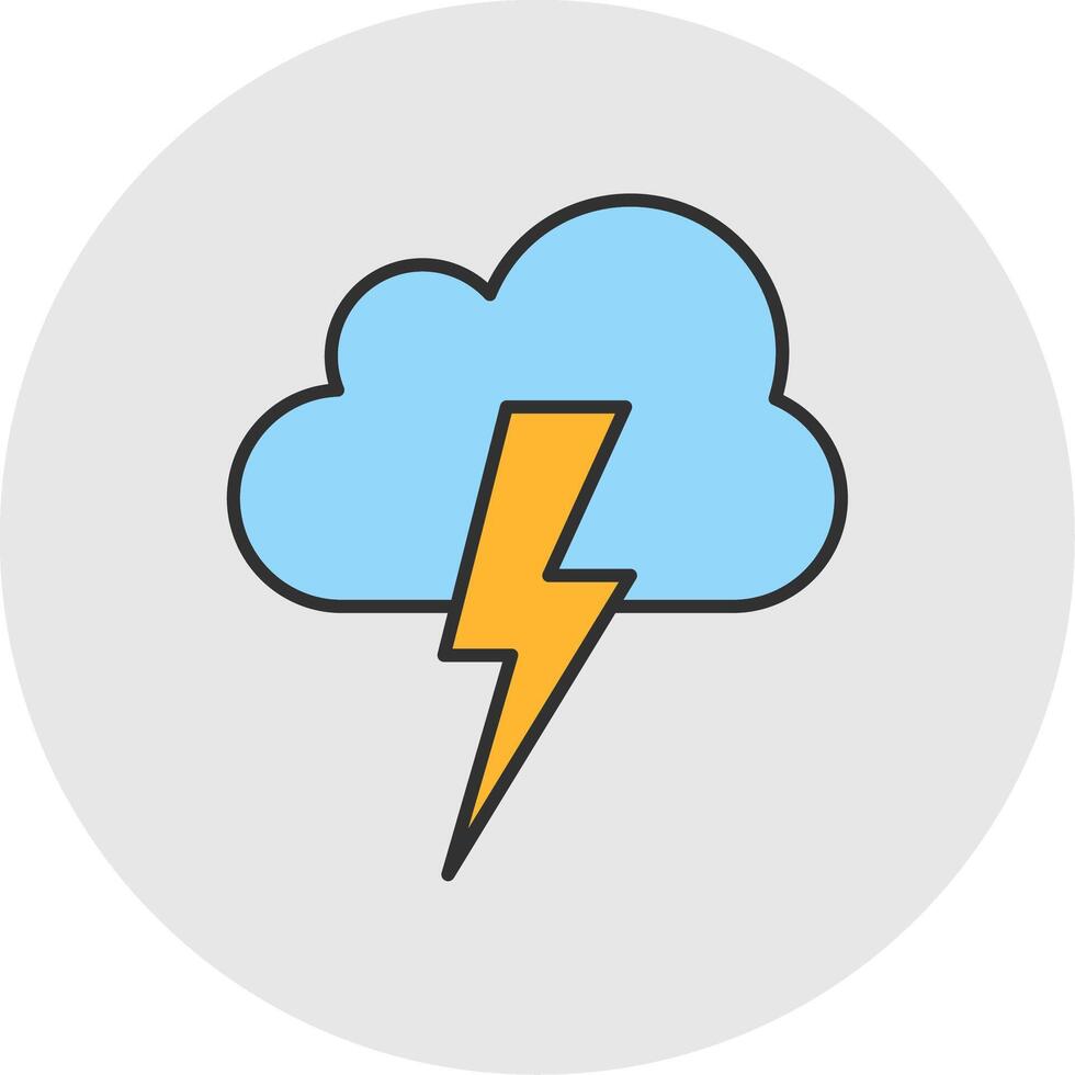 Lightning Line Filled Light Circle Icon vector