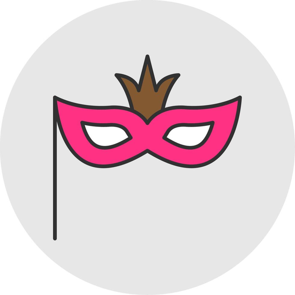 carnaval máscara línea lleno ligero circulo icono vector