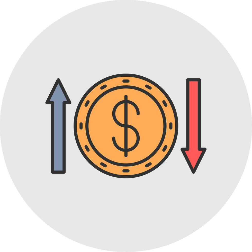 Money Transfer Line Filled Light Circle Icon vector