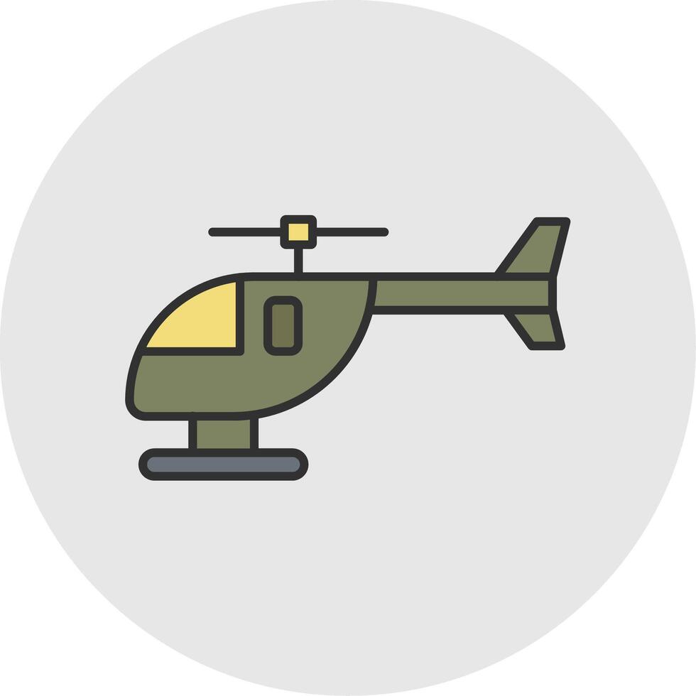 helicóptero línea lleno ligero circulo icono vector