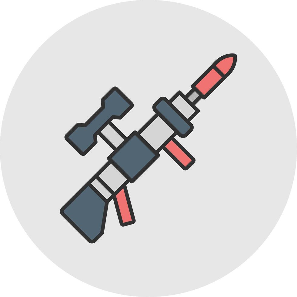 lanzacohetes línea lleno ligero circulo icono vector