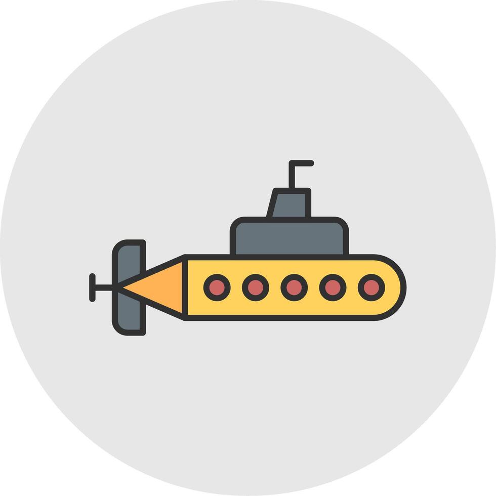 Submarine Line Filled Light Circle Icon vector