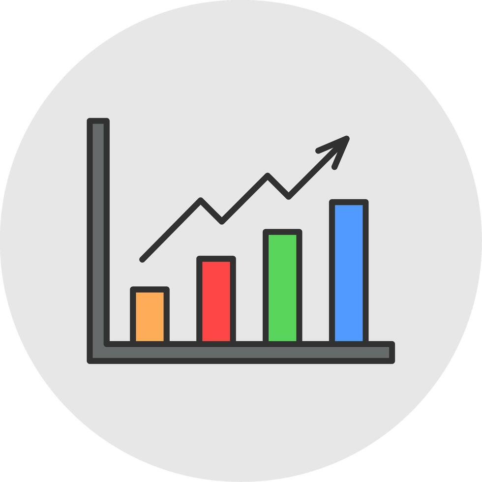 Growth Graph Line Filled Light Circle Icon vector