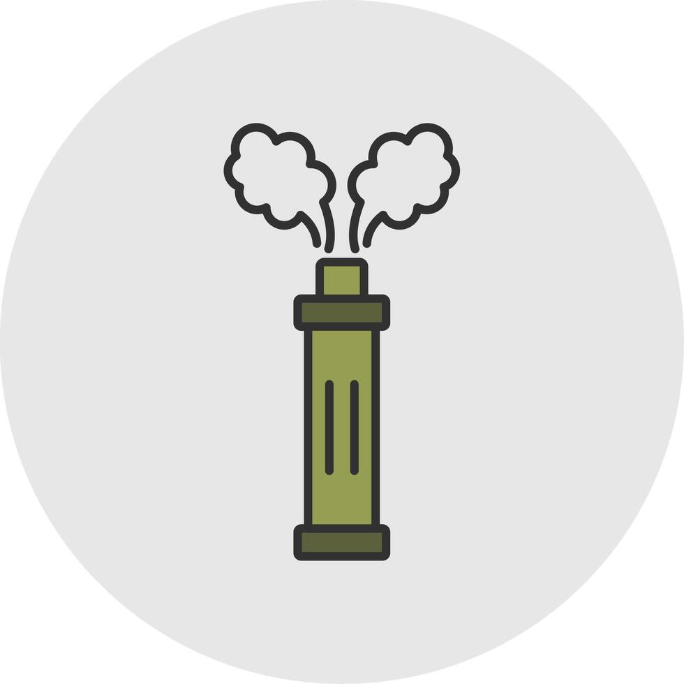 Smoke Grenade Line Filled Light Circle Icon vector
