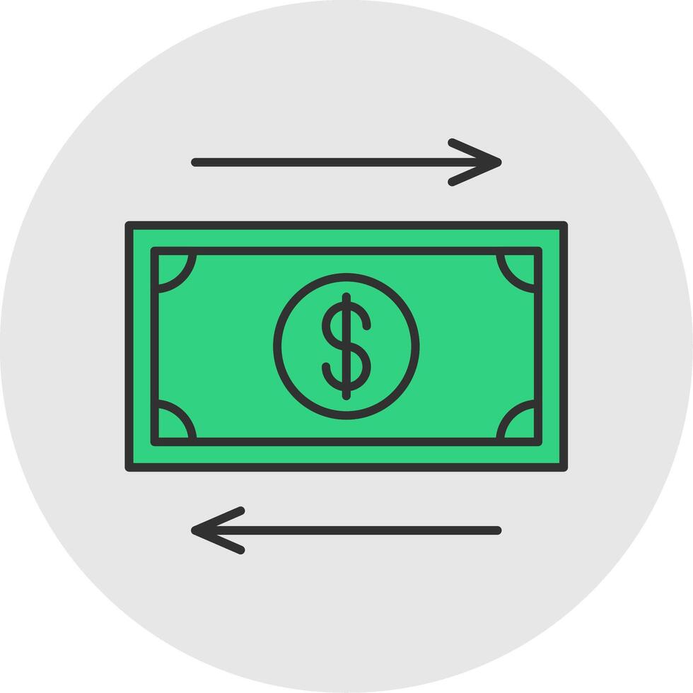 Cash Flow Line Filled Light Circle Icon vector