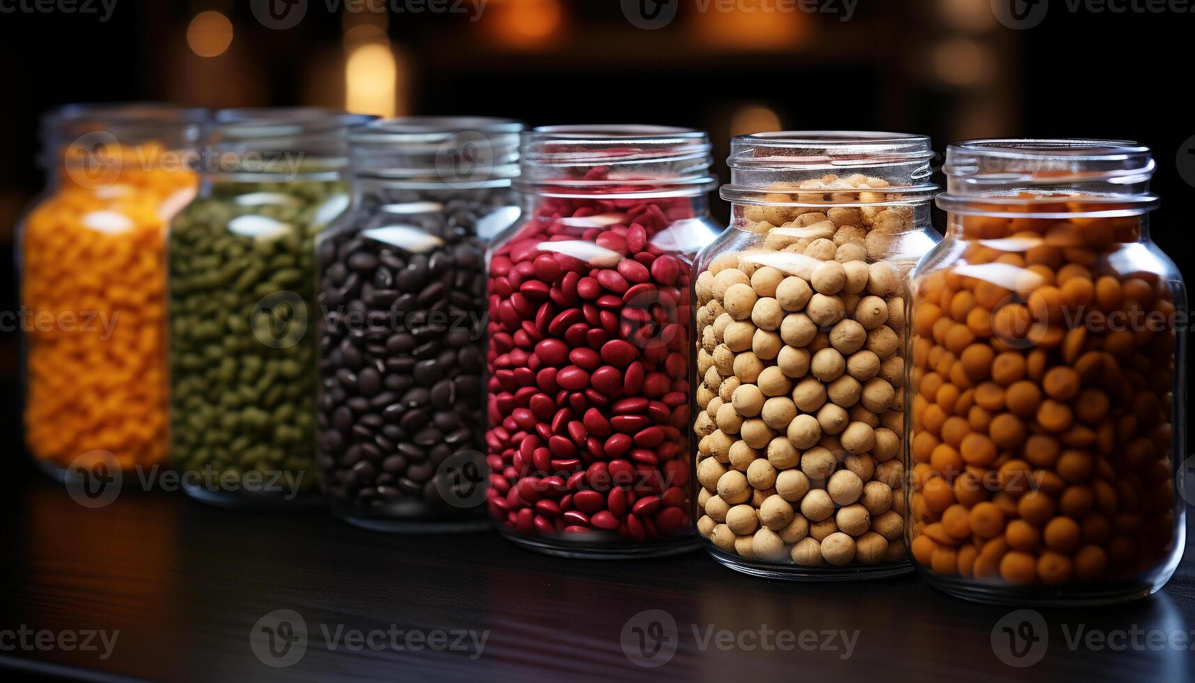 AI generated Variety of healthy snacks in glass jar generated by AI photo
