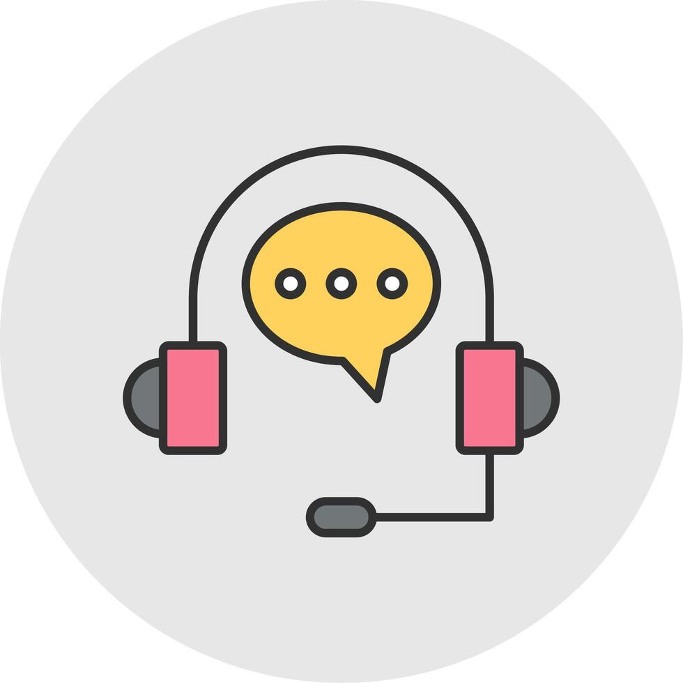 Customer Support Line Filled Light Circle Icon vector