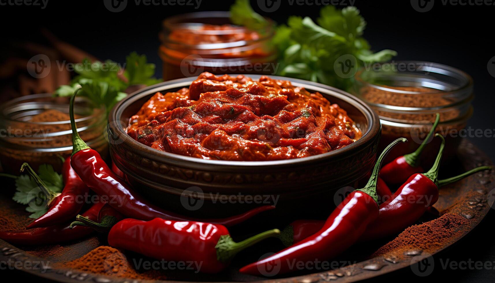 AI generated Freshness and heat in a spicy chili pepper generated by AI photo