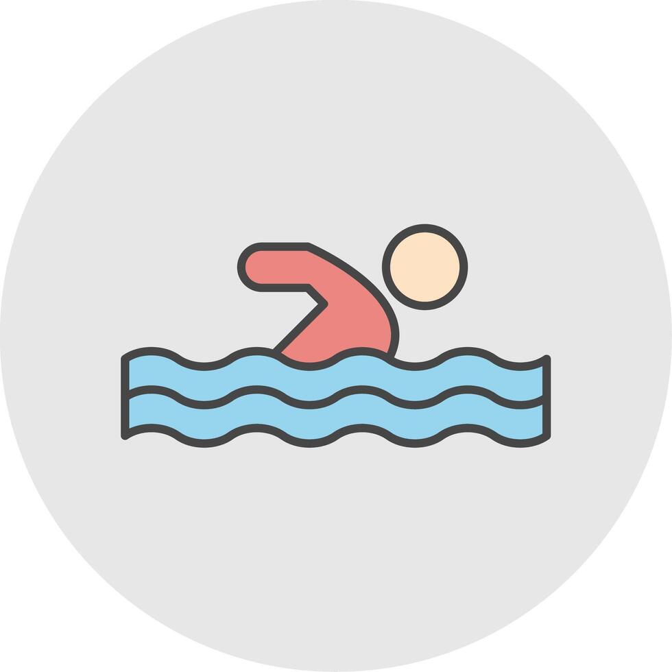 nadando línea lleno ligero circulo icono vector