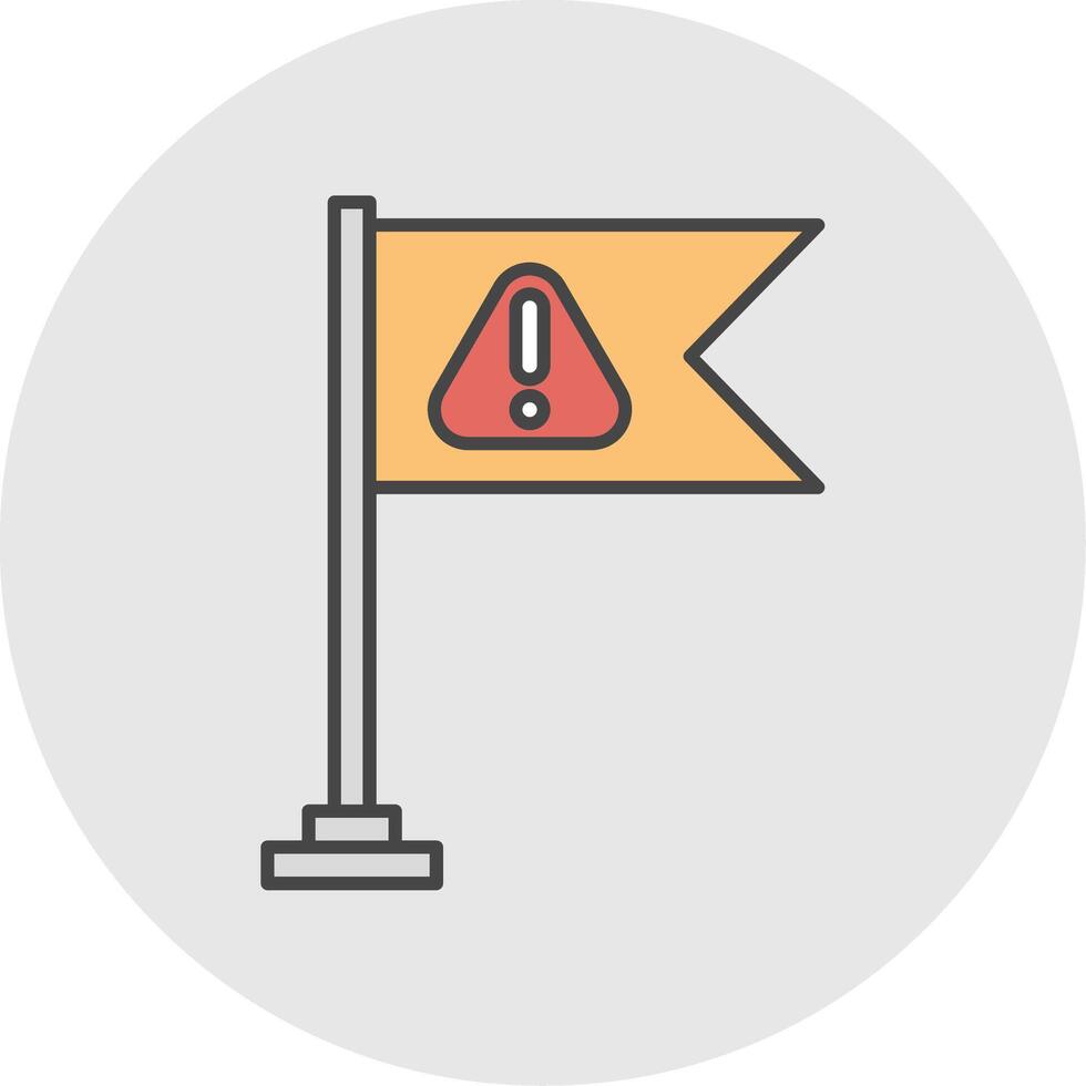 Warning Flag Line Filled Light Circle Icon vector