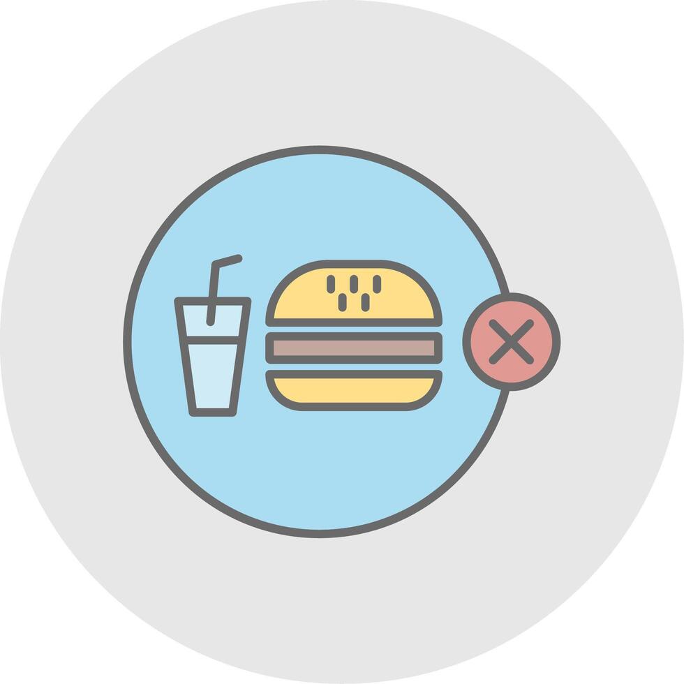 No basura comida línea lleno ligero circulo icono vector