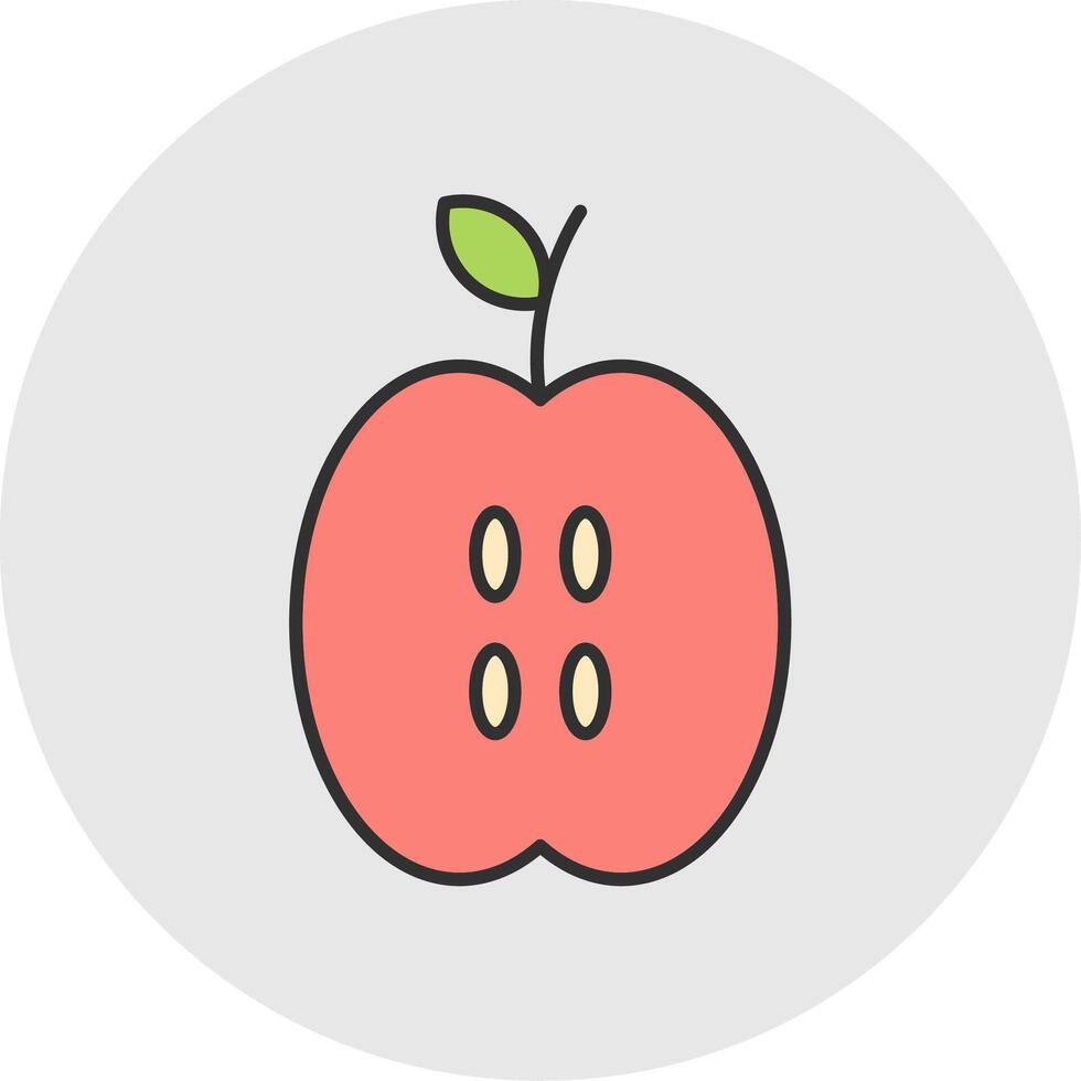 manzana línea lleno ligero circulo icono vector