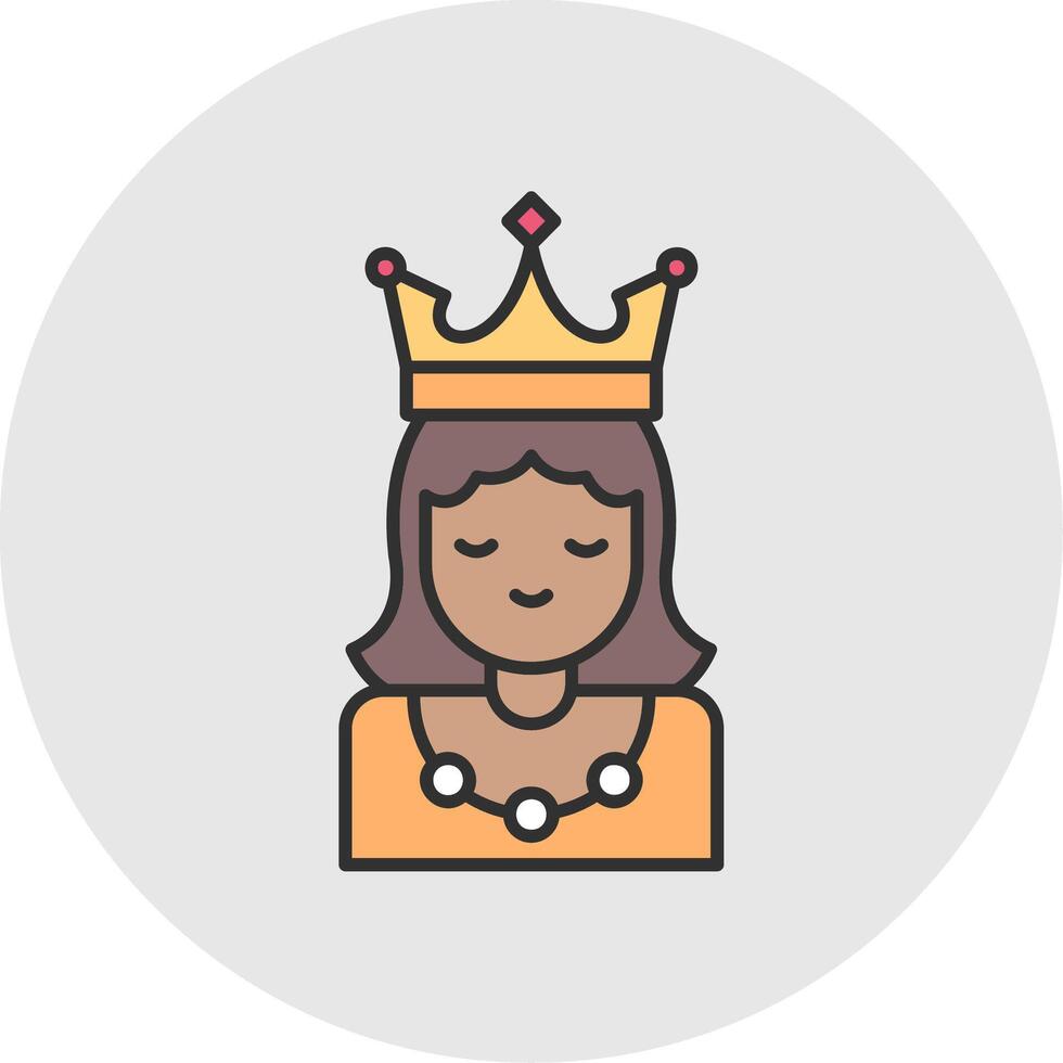 princesa línea lleno ligero circulo icono vector