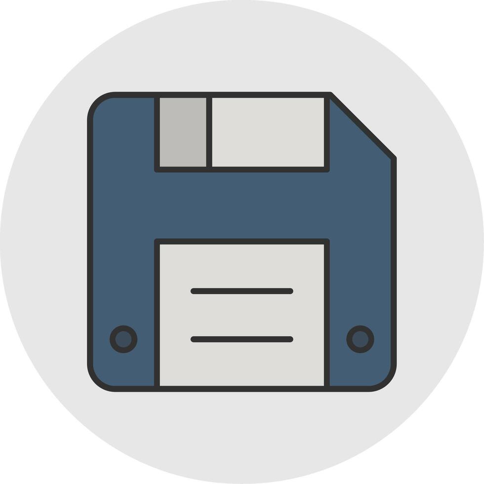 Diskette Line Filled Light Circle Icon vector
