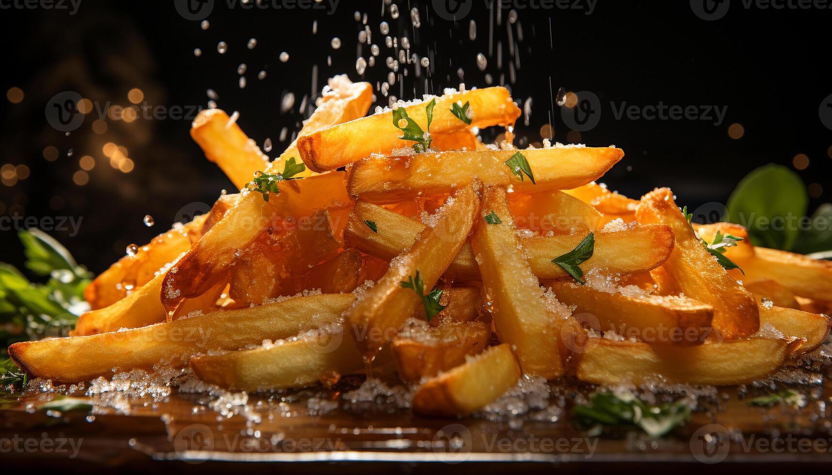 AI generated Freshness and crunchiness of gourmet French fries generated by AI photo