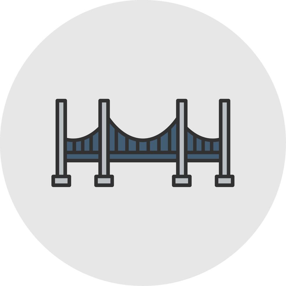 Bridge Line Filled Light Circle Icon vector