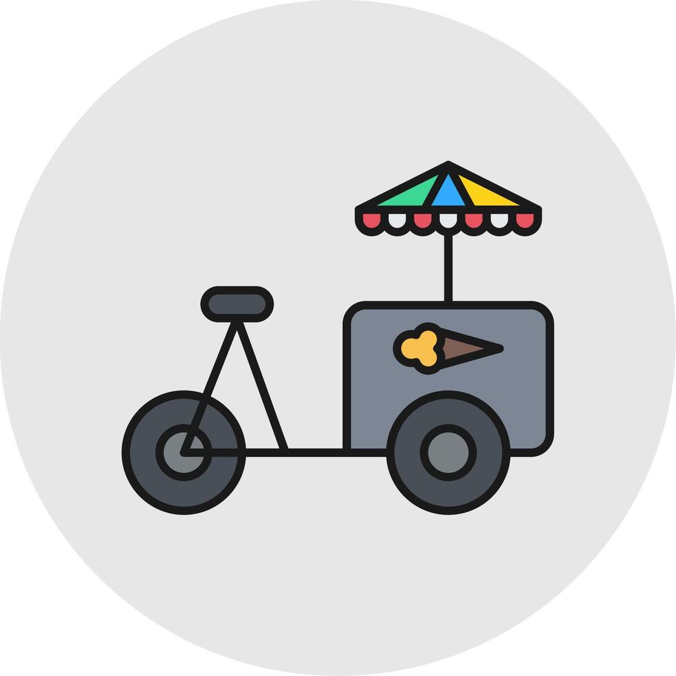 Ice Cream Cart Line Filled Light Circle Icon vector