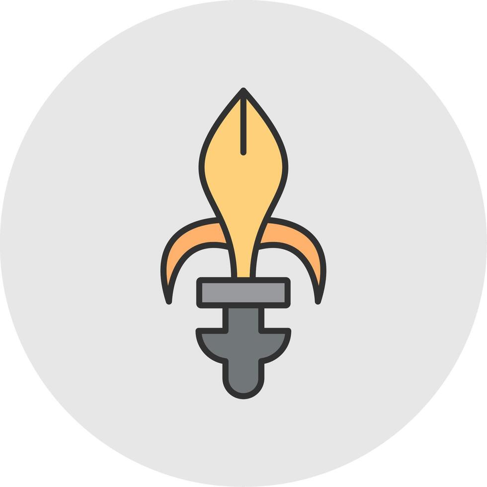 Fleur de lis Line Filled Light Circle Icon vector