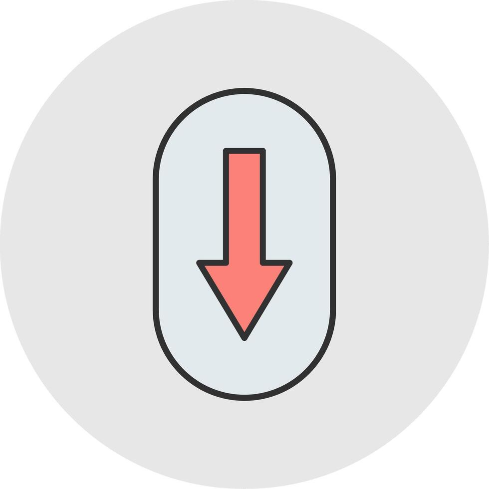 Scroll Down Line Filled Light Circle Icon vector