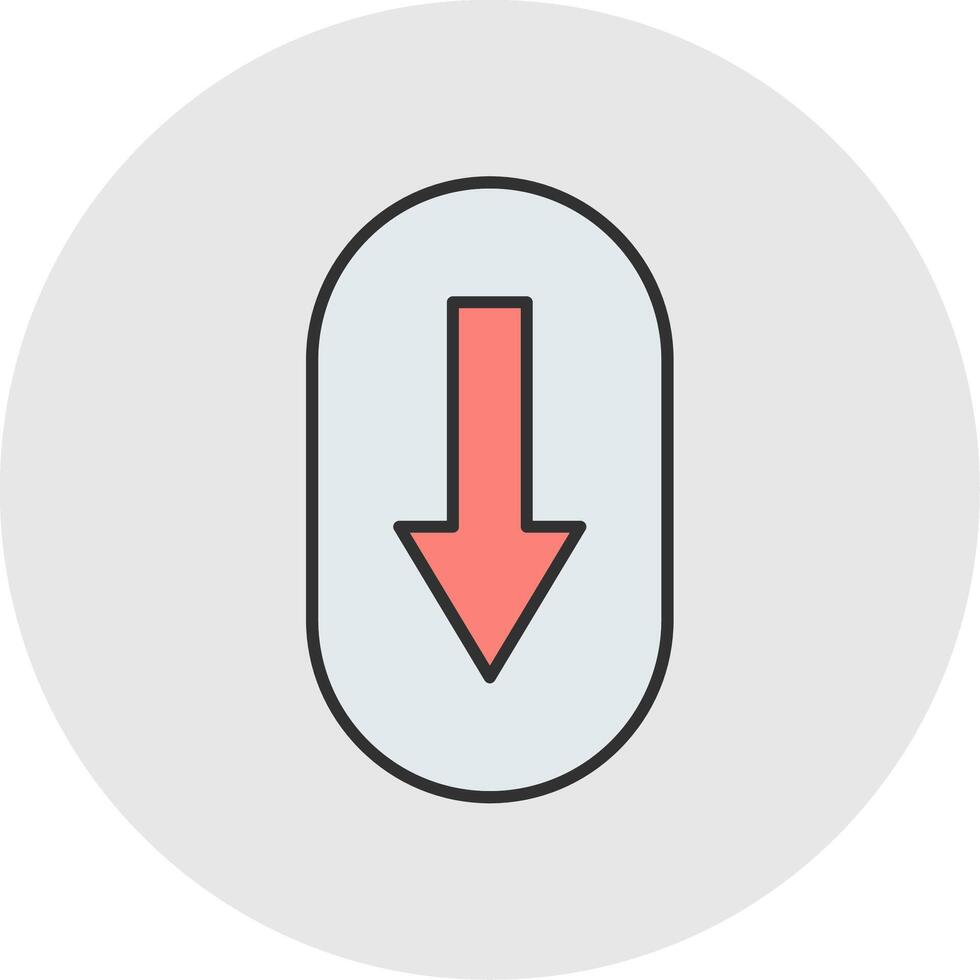 Scroll Down Line Filled Light Circle Icon vector