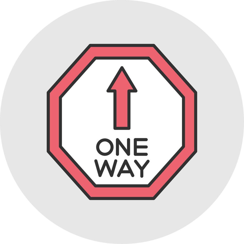 One Way Line Filled Light Circle Icon vector