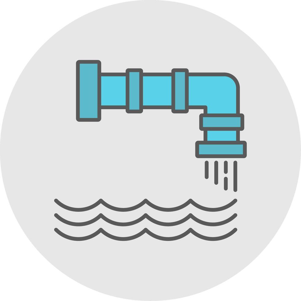 Water Pollution Line Filled Light Circle Icon vector