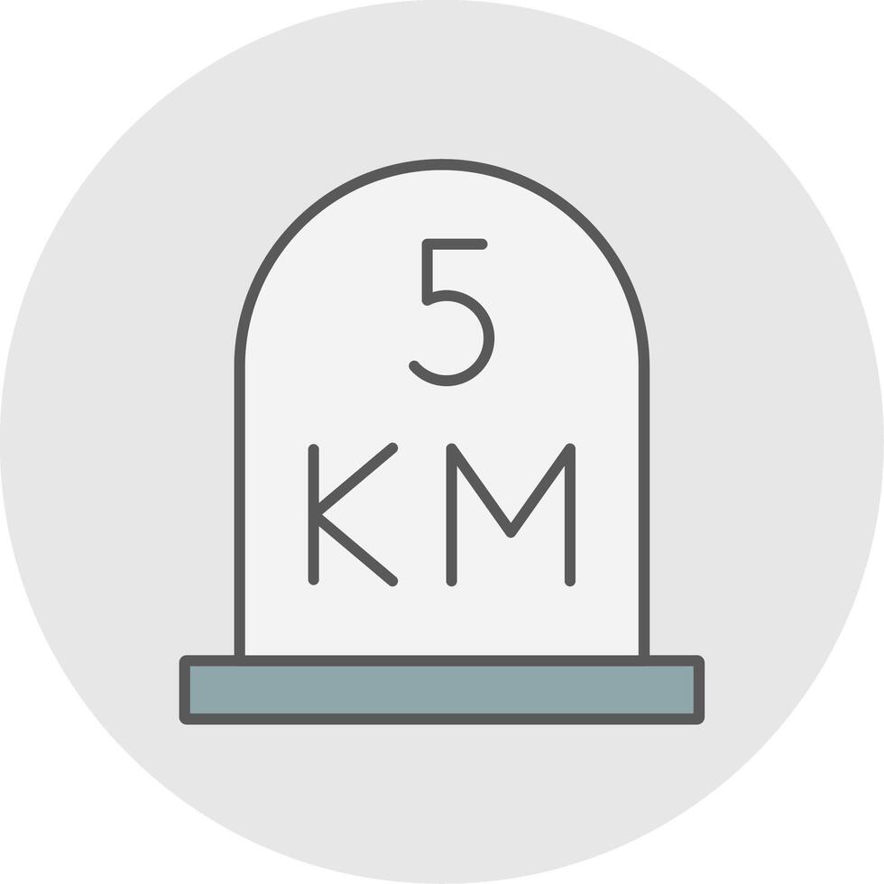 kilometer Line Filled Light Circle Icon vector