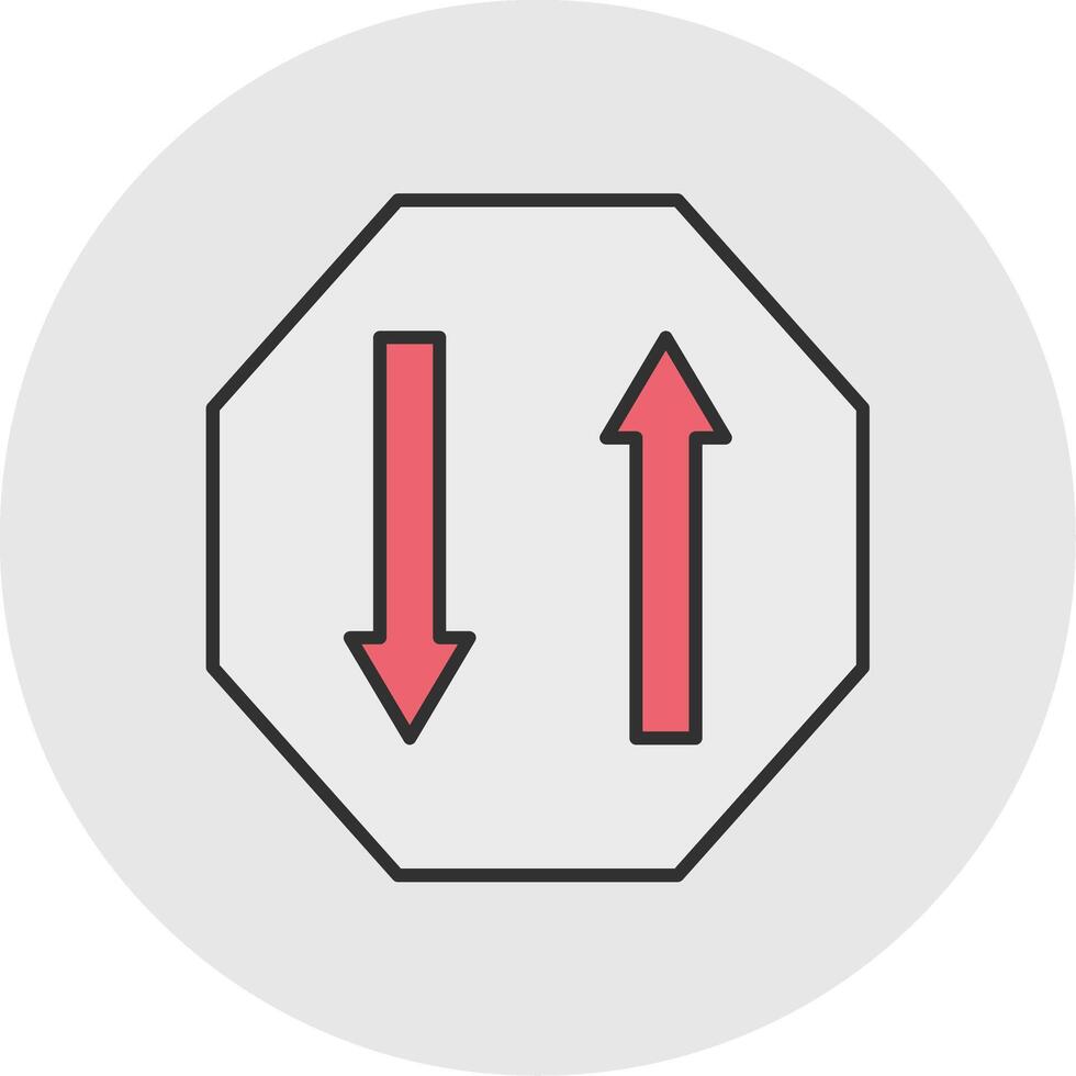Two Way Line Filled Light Circle Icon vector