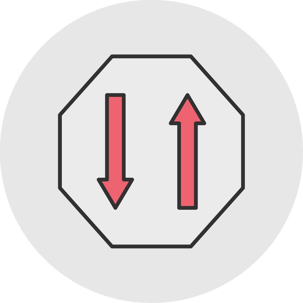 Two Way Line Filled Light Circle Icon vector