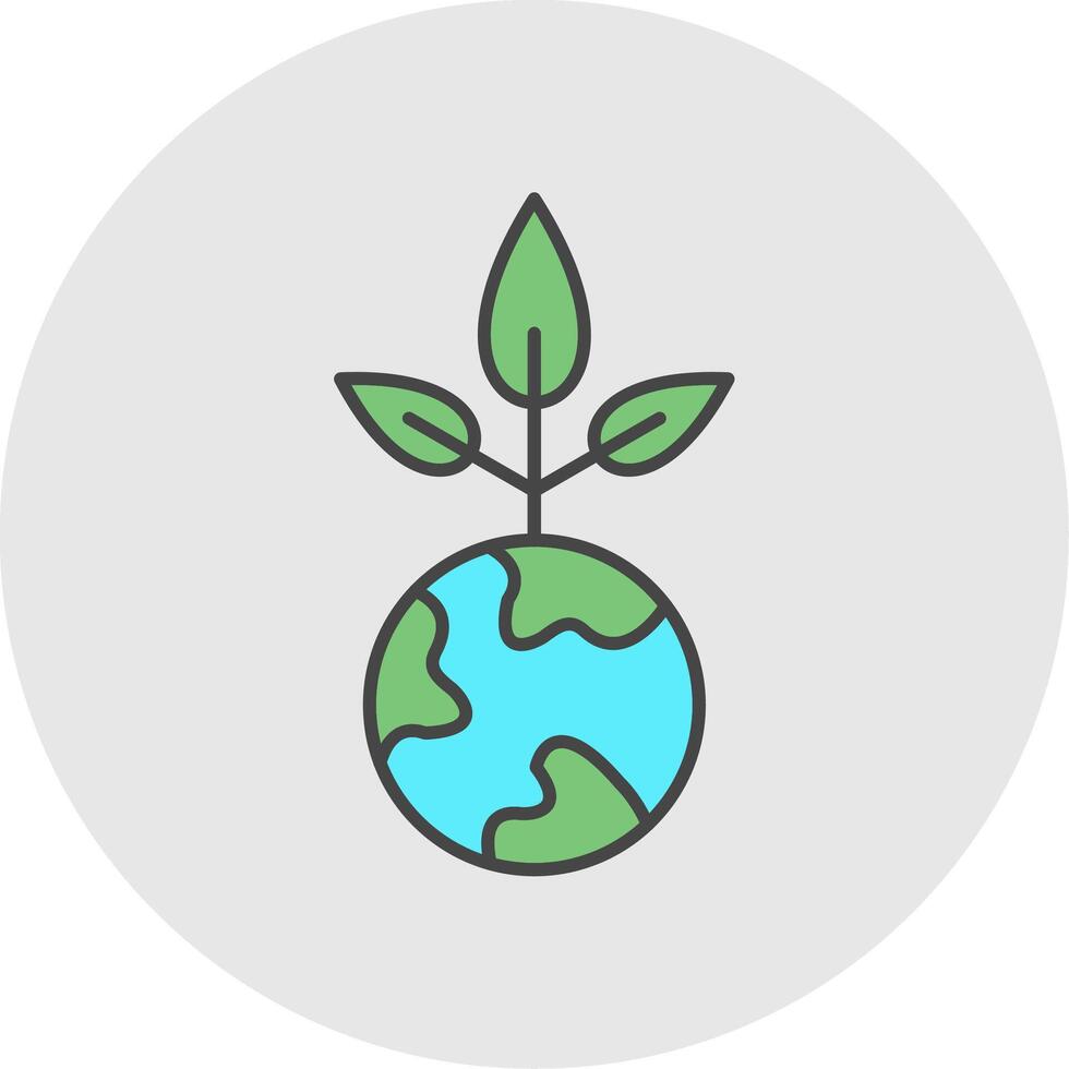 Earth Day Line Filled Light Circle Icon vector