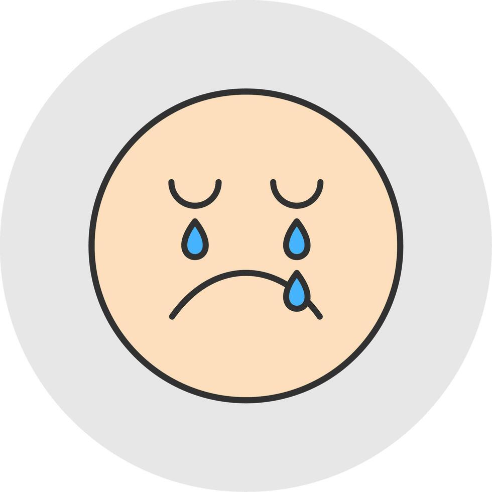 Crying Line Filled Light Circle Icon vector