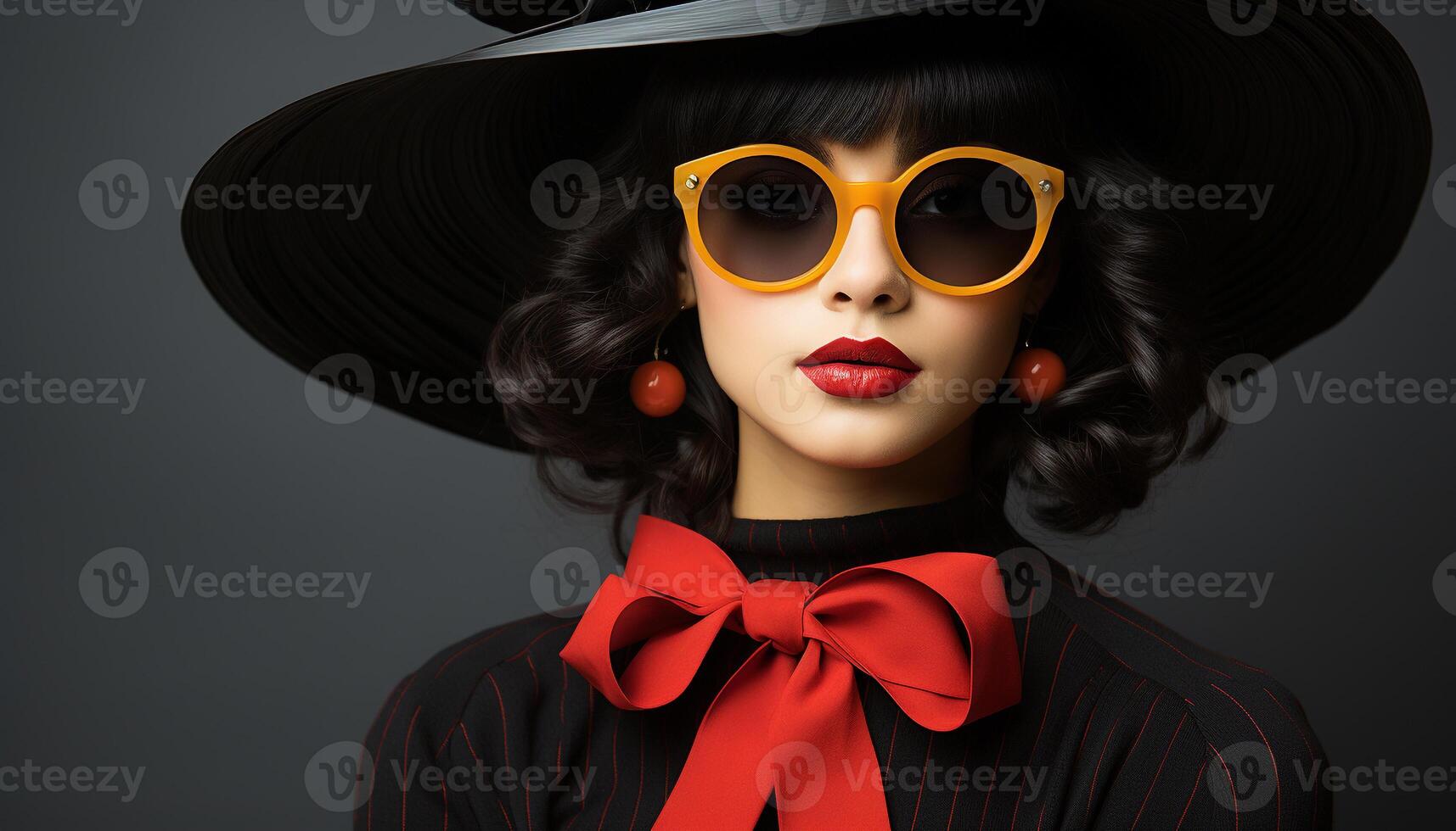 AI generated Elegant fashion model with sunglasses exudes glamour generated by AI photo