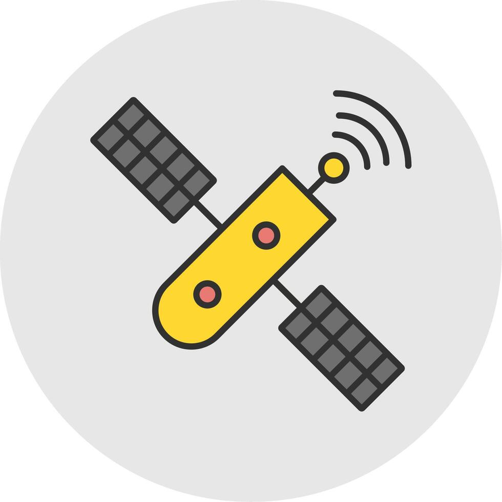 Satellite Line Filled Light Circle Icon vector