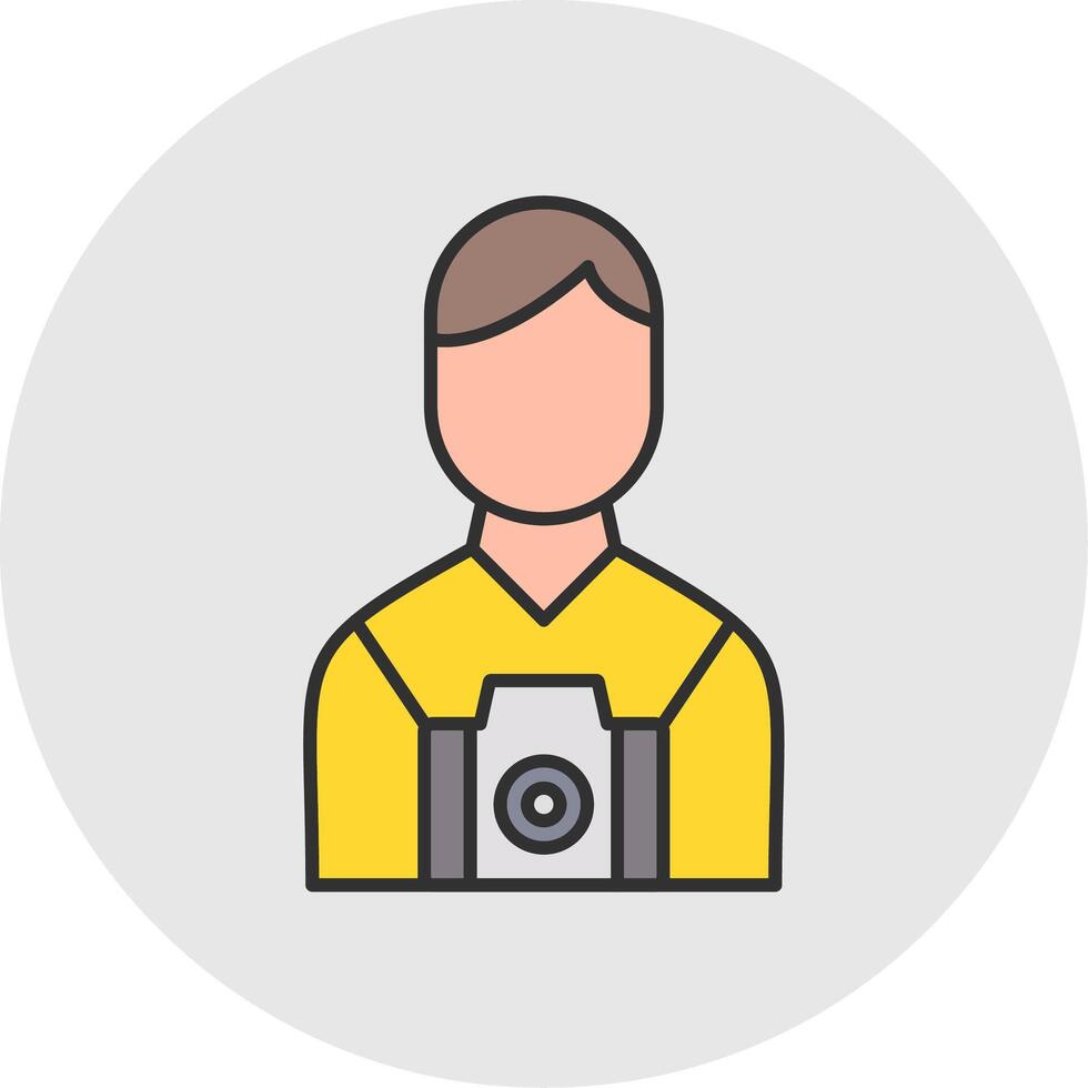 Camera Man Line Filled Light Circle Icon vector