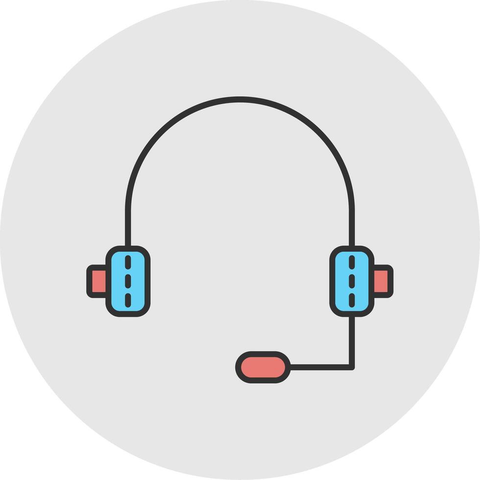 Headphone Line Filled Light Circle Icon vector