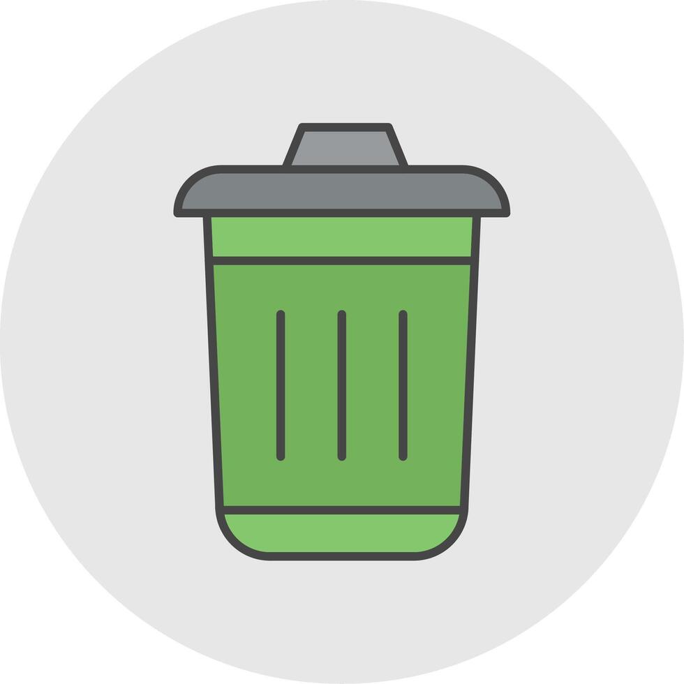 Dustbin Line Filled Light Circle Icon vector