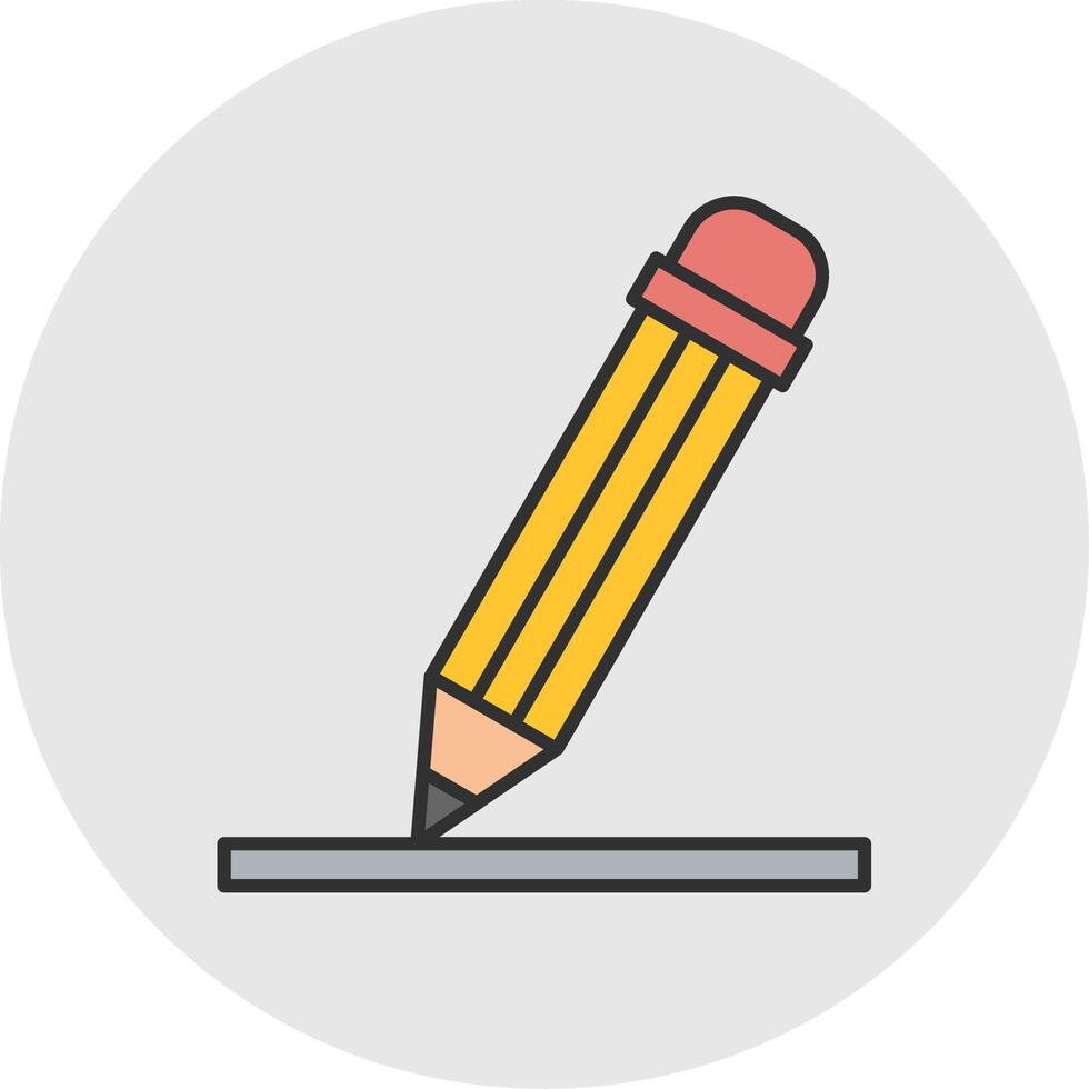 Pencil Line Filled Light Circle Icon vector
