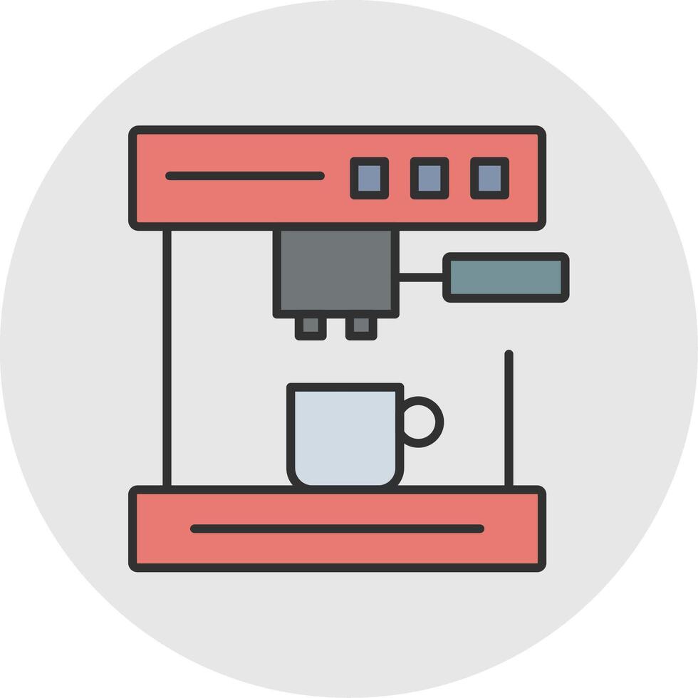 Coffee Machine Line Filled Light Circle Icon vector