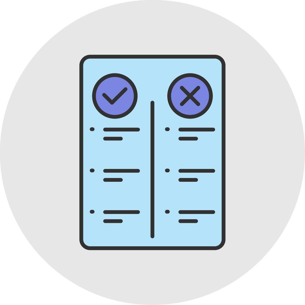 Pros And Cons Line Filled Light Circle Icon vector