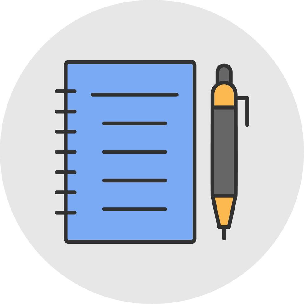 Notebook Line Filled Light Circle Icon vector