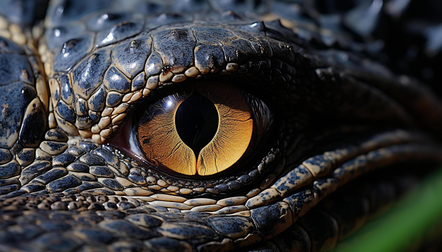 AI generated Close up of a dangerous crocodile in Africa generated by AI photo