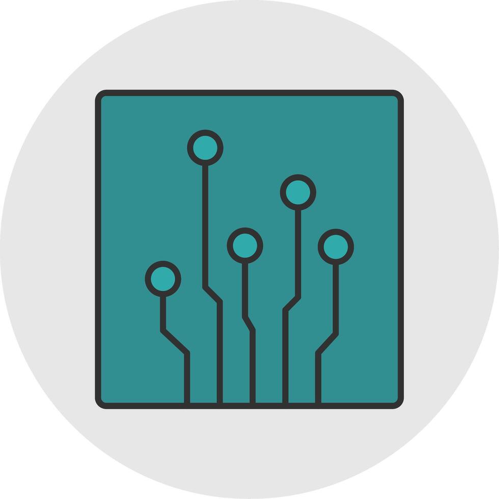 Circuit Line Filled Light Circle Icon vector