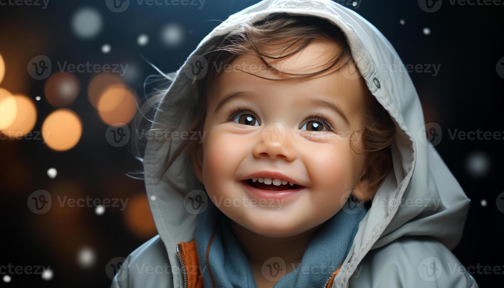ai generado sonriente niño, linda y alegre, felicidad en retrato generado por ai foto