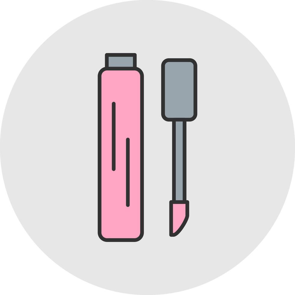 Lip Gloss Line Filled Light Circle Icon vector