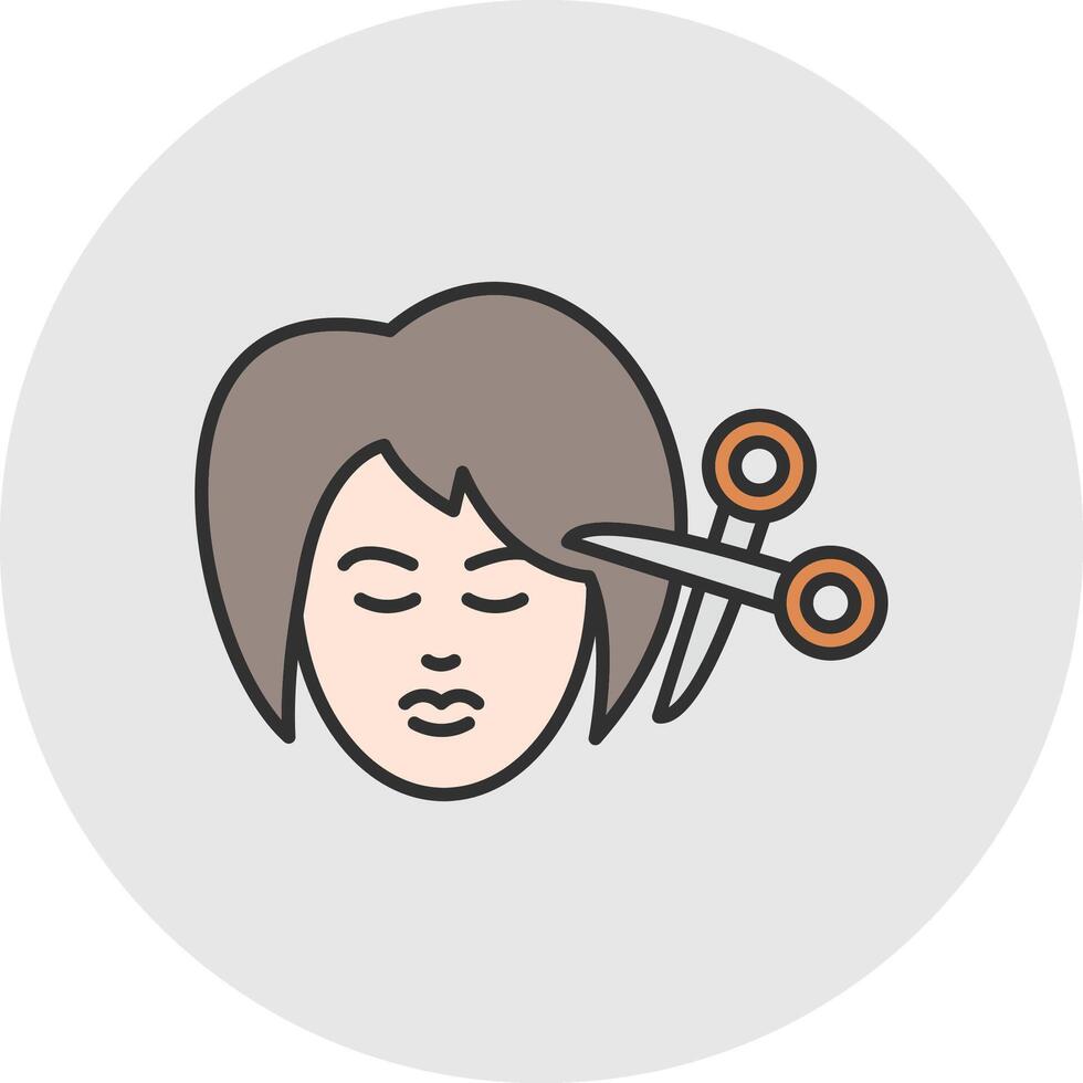 Woman Hair Line Filled Light Circle Icon vector
