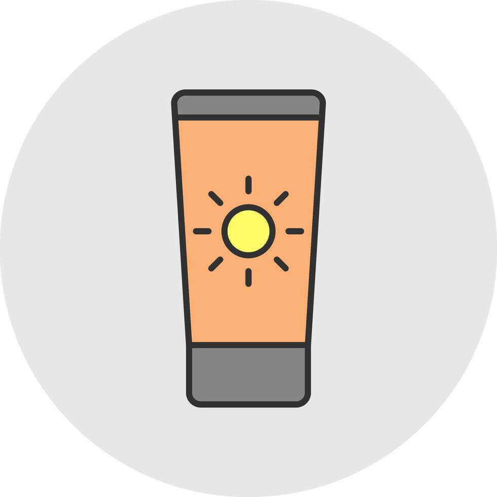 Sun Cream Line Filled Light Circle Icon vector