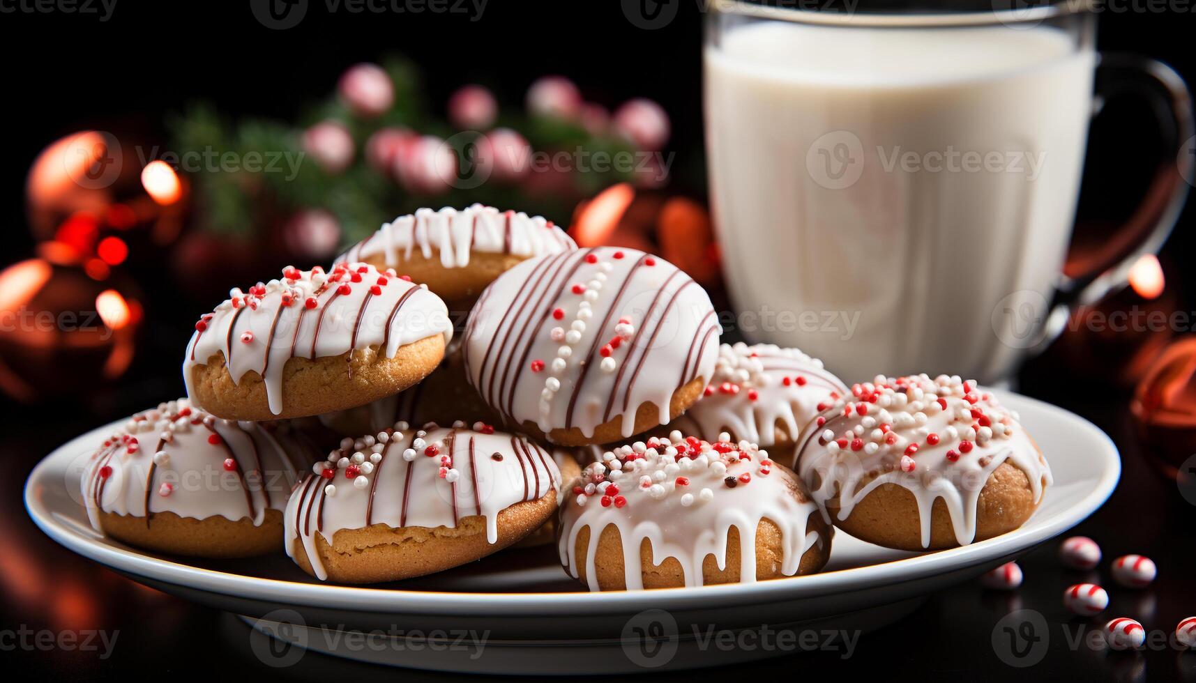 AI generated Homemade chocolate cookie with creamy hot chocolate generated by AI photo