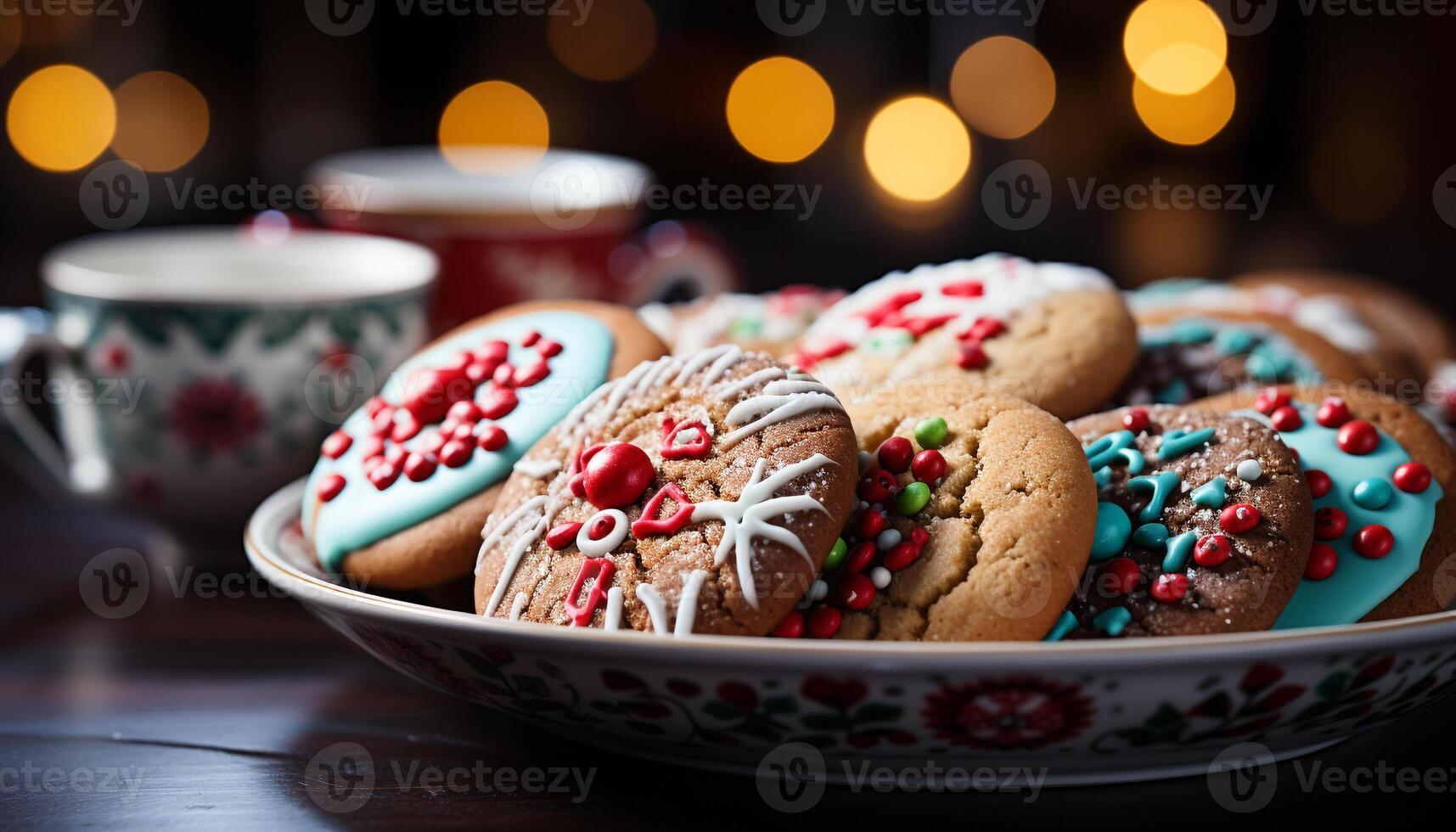 AI generated Homemade dessert on rustic table, Christmas celebration generated by AI photo